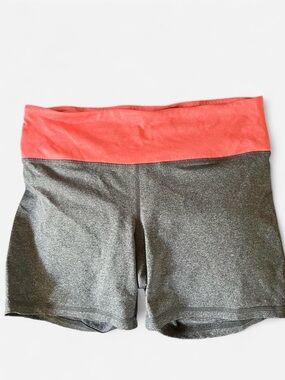 90 Degree By Reflex Women's Athletic Shorts - Coral Waistband, Charcoal Body